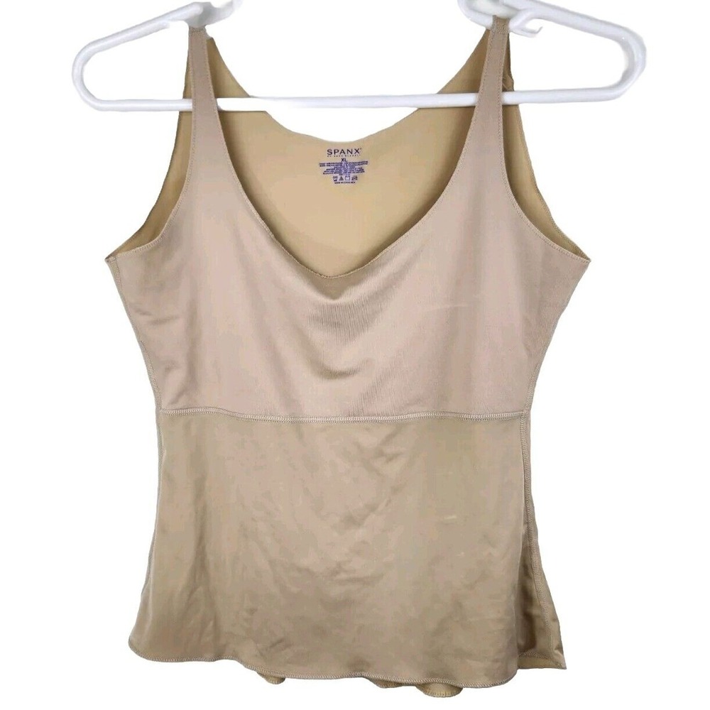 Spanx Shapewear Camisole Womens XL Beige V-Neck Tummy Control Tank Top